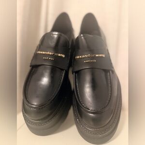 Alexander Wang Black Leather Logo Loafers